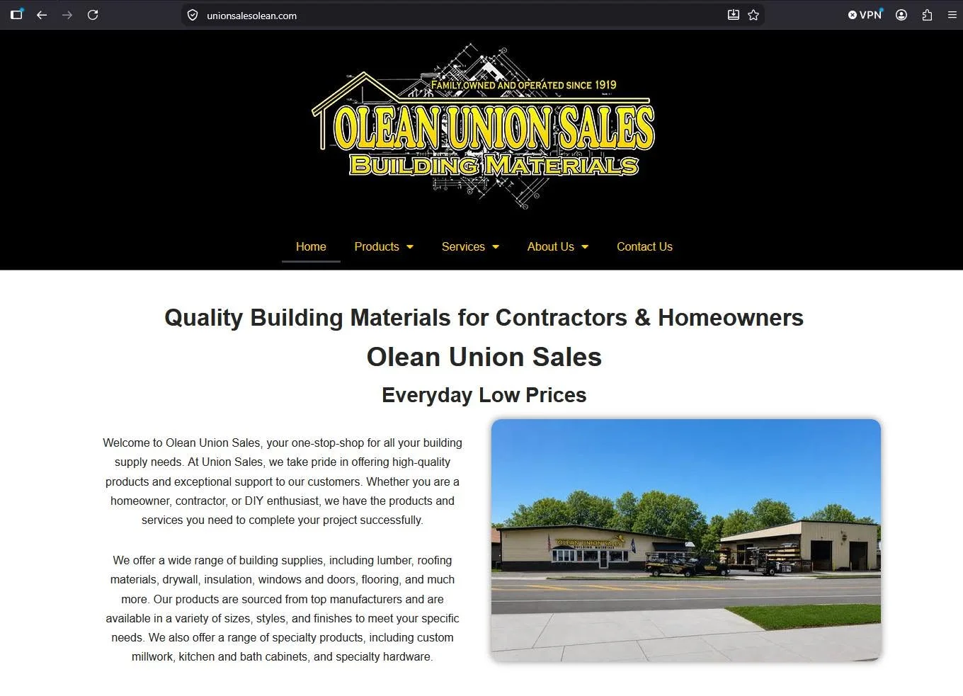 Olean Union Sales website designed by Lindy Technology Group